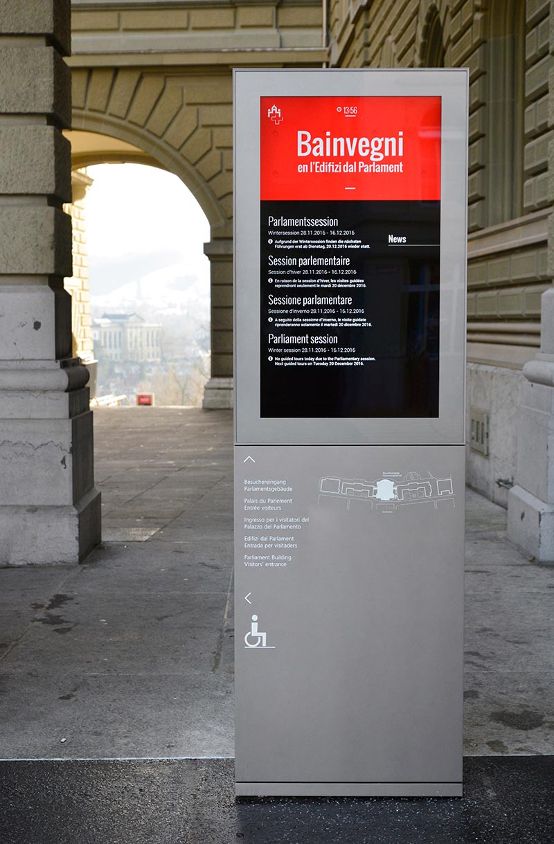 Signage for the environment Bundeshaus Bern, Switzerland